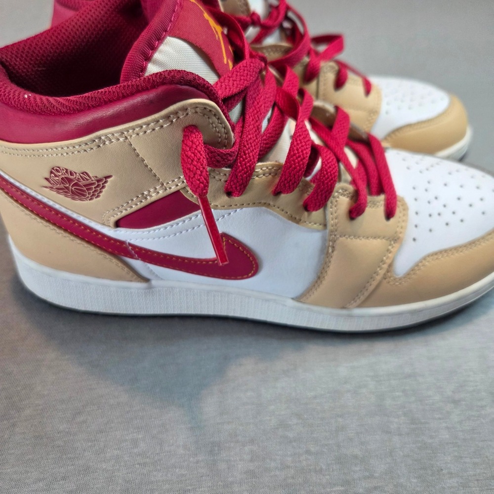 Nike Air Jordan 1 Mid GS Light Curry Ruby White 554725-201 Kids Size 7Y - Picture 5 of 8